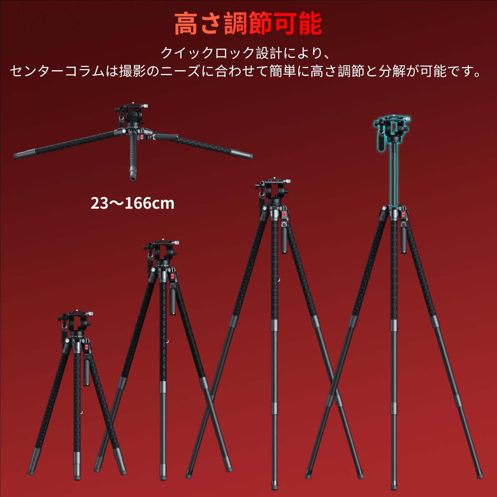 Amazon | SmallRig x Potato Jet TRIBEX SE 油圧式アルミ三脚 高速伸縮